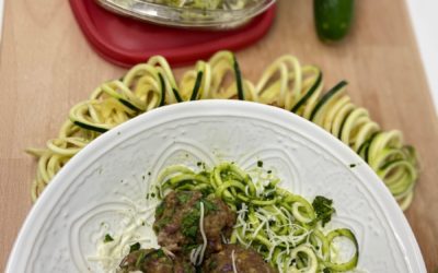 Meatballs & Zoodles with Pesto